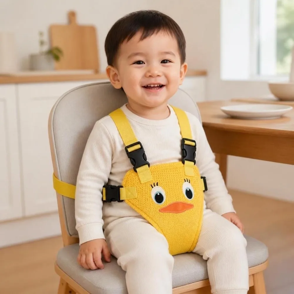 Soft High Chair Safety Belt Cartoon Embroidered Adjustable Baby Dining Waist Belt Breathable Portable Stroller Anti-Fall Strap