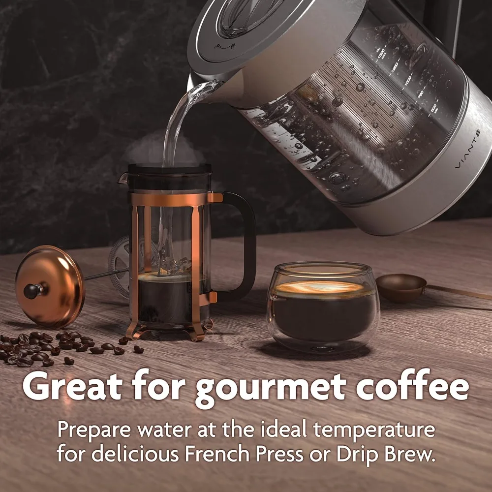 Electric Kettle With Infuser For Loose Leaf. Hot Tea Maker With Temperature Control And Automatic Shut Off.