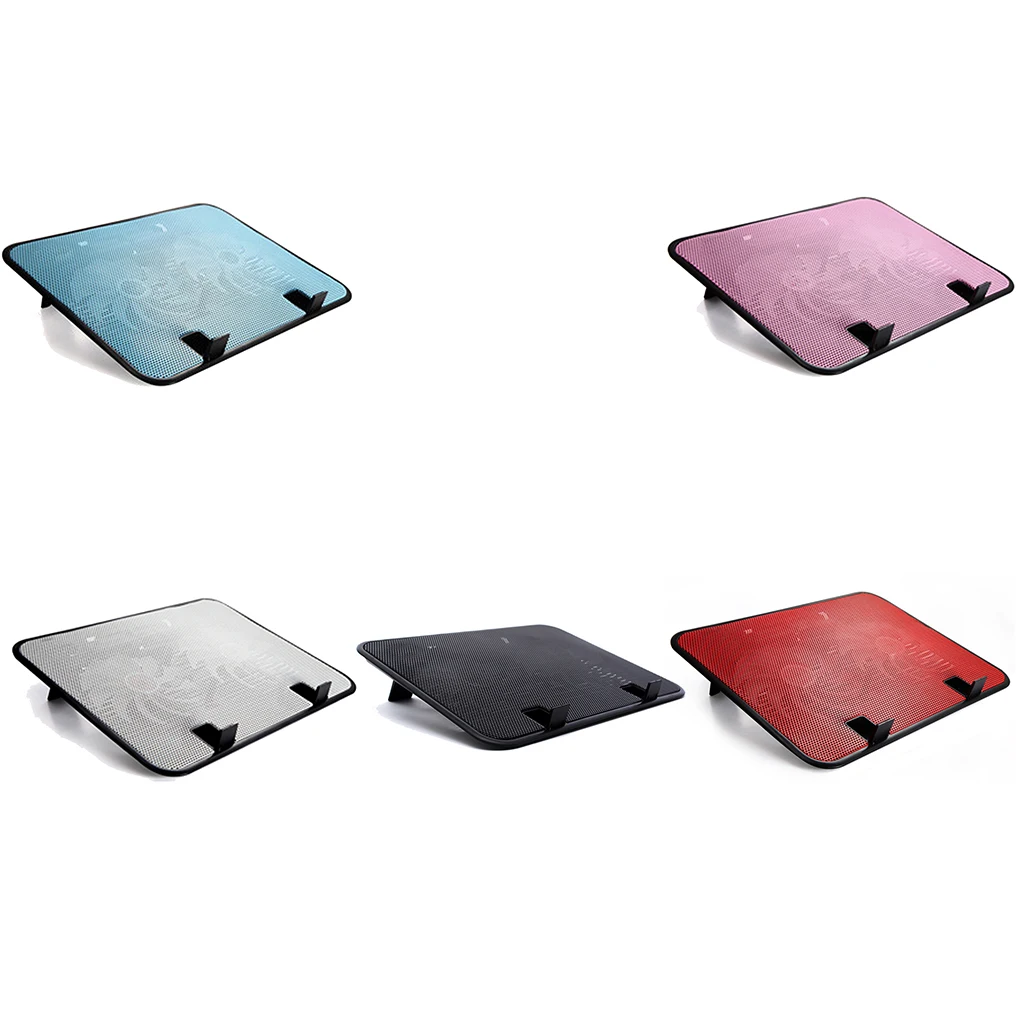 14 inch Notebook Cooler 5v Dual Fan USB External Laptop Cooling Pad Slim Stand High Speed Silent Metal Panel Fan