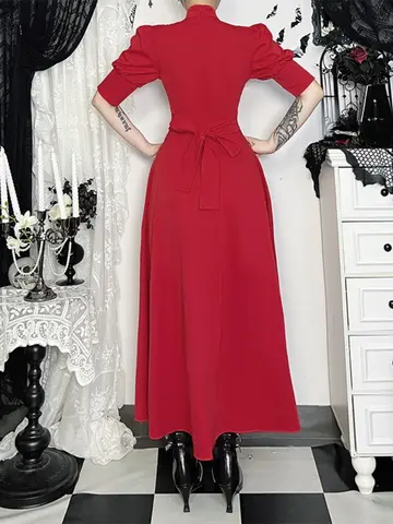 10 best sales röd goth-klänning - №1