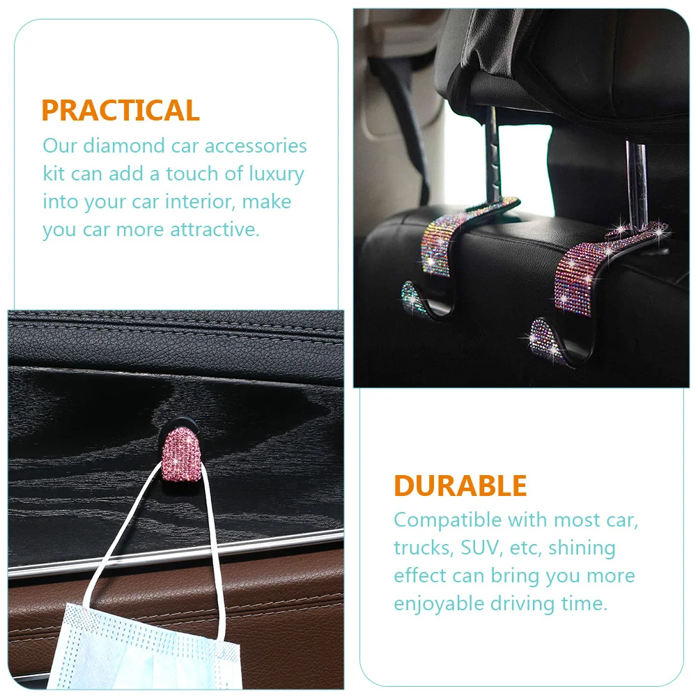 

Bling Car Accessories Set Diamond Decor Phone Holder Hook Auto Parts Interior Bling Decor Diamond Car Accessories