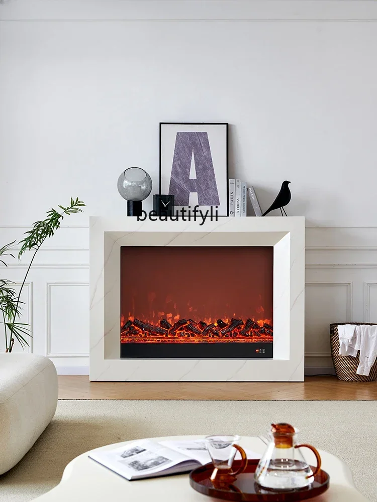 Fireplace 1.2/1.5M Modern Minimalist Electronic Fireplace Home Marble Color Curio Cabinet Heating TV Cabinet furniture