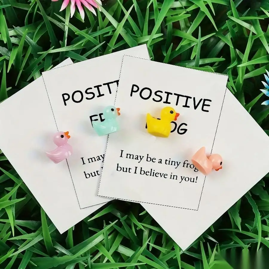1/5/10/20/50/100pcs  Lucky Duck Pocket Hugs - Fantasy Theme Resin Charms with Inspirational Messages, Assorted Colors, Includes