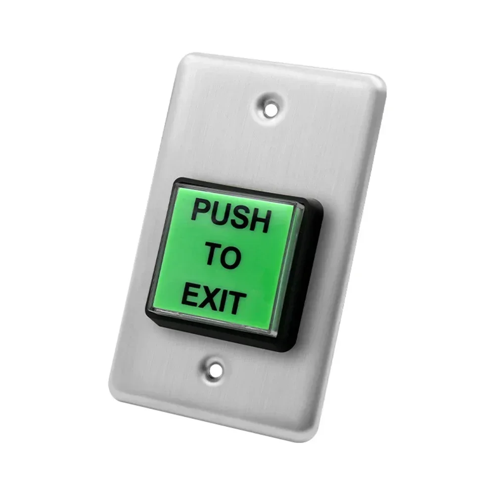 

Access Control Solution 115x70 Mm Push To Exit Button Commercial Access Control Button Wireless Green Square Button