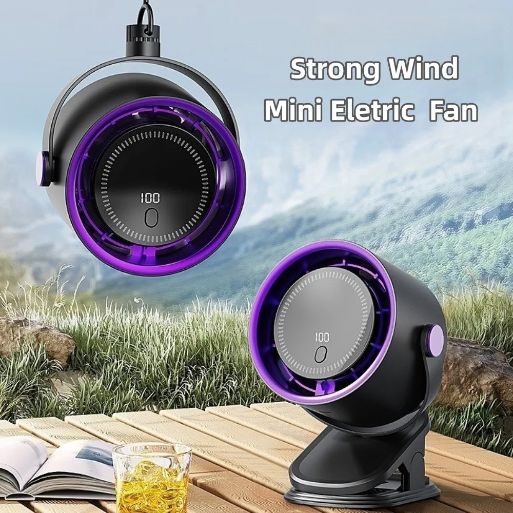 New Silent Operation Clip On Fan USB Powered 100-speed Portable Fan LED Display Strong Wind Output Smart Eletric Fan Home Use