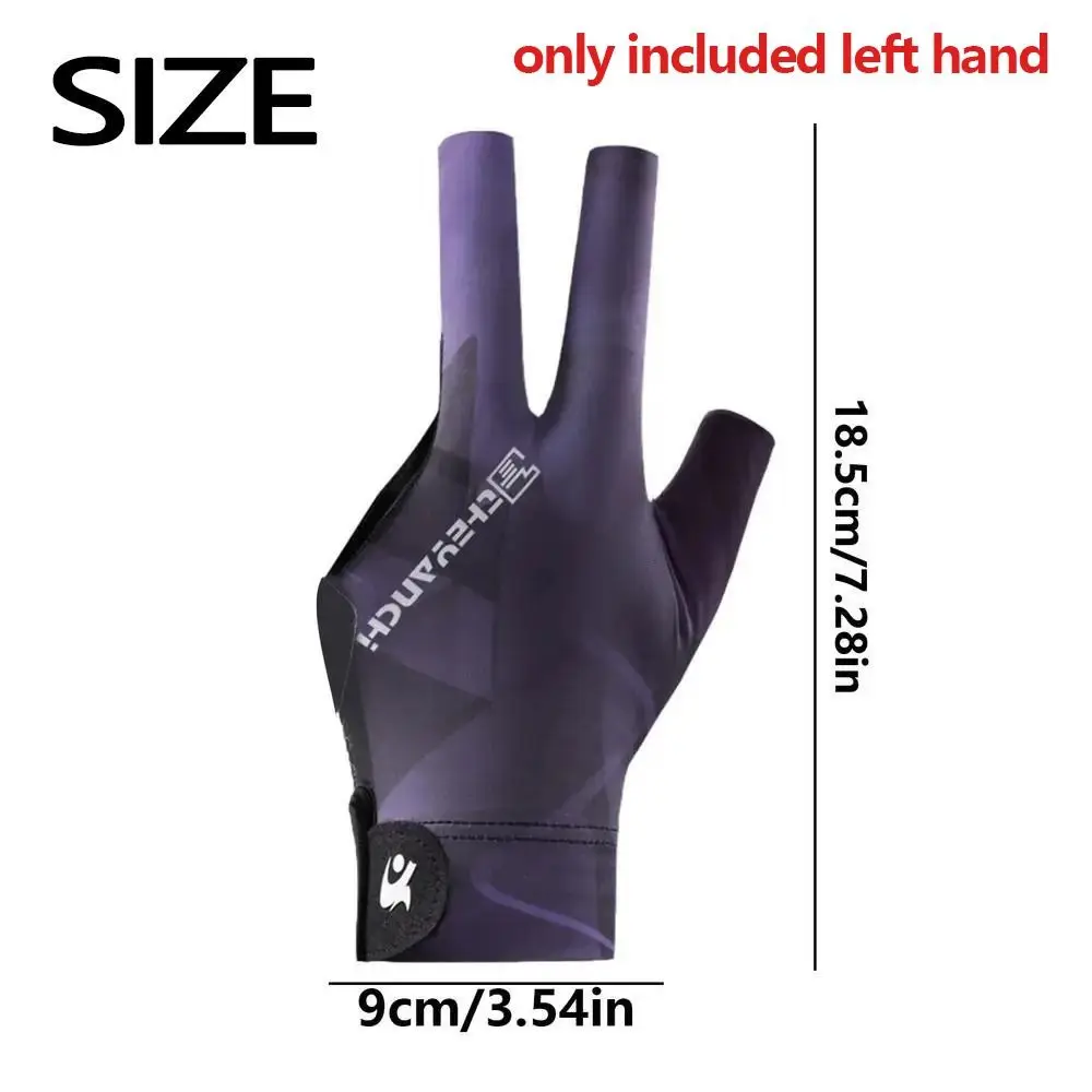 Unisex Left Hand Billiards Gloves Three Finger Left Hand Snooker Glove Lightweight Exposed finger Three Cut Gloves