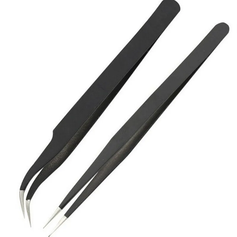 Stainless Steel Professional Eye Brow Clips Versatile Straight And Curved Twee Acrylic Tweezers Rhinestone Decoration Stylish