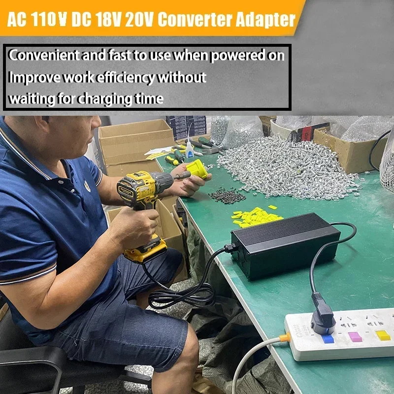 Adaptador convertidor de fuente de alimentación AC 110V DC 18V 20V para Dewalt para Milwaukee para herramienta de batería de litio Makita HongSong Lomvum ZhiPu