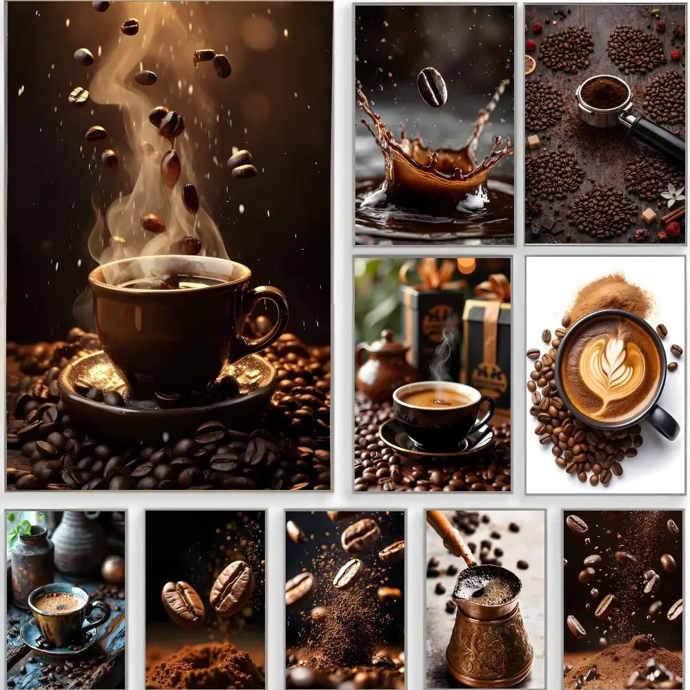 cute artwork c-coffee beans Poster Classic Wall Art  Home Decor  Peel and Stick Unframed