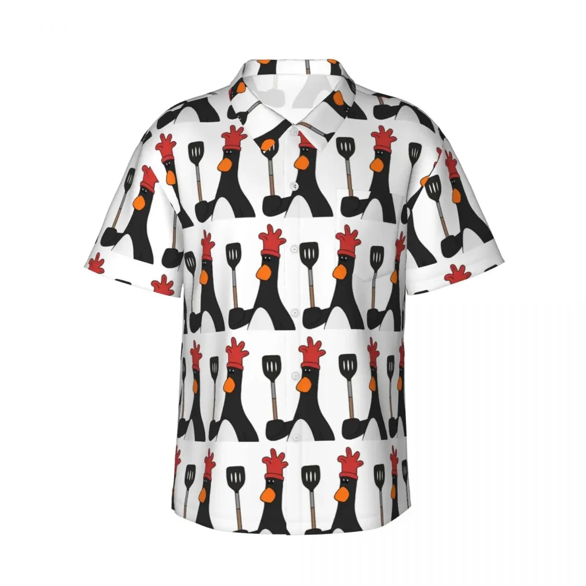 

Feathers McGraw - Kitchen Spatula Men's Shirts Hawaiian Short Sleeve Shirt Casual Button Tops for Summer Beach