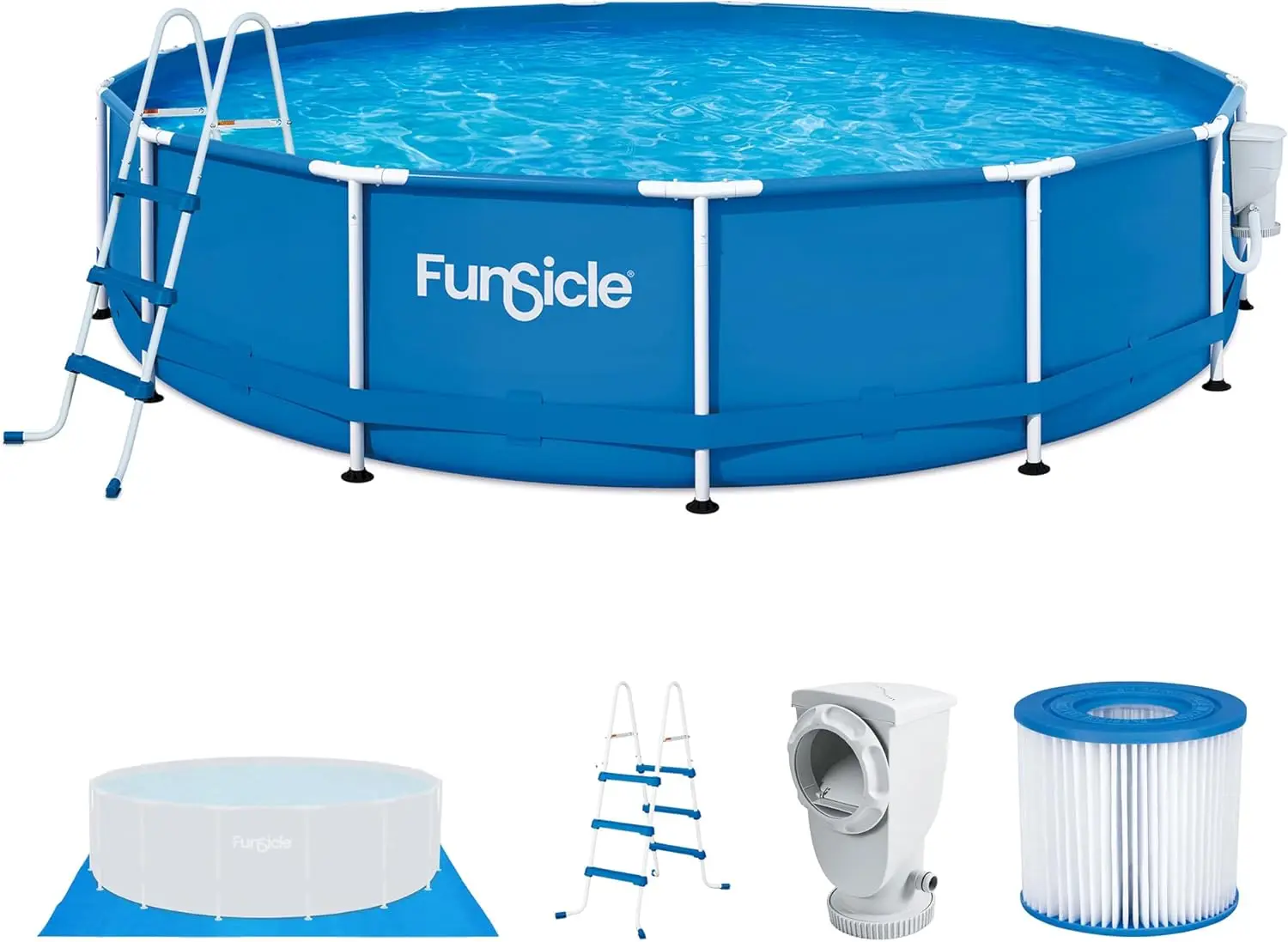 

Funsicle Activity 15' x 36" Round Above Ground Swimming Pool Set with Filter Pump & Ladder - Easy Setup for Backyard Fun