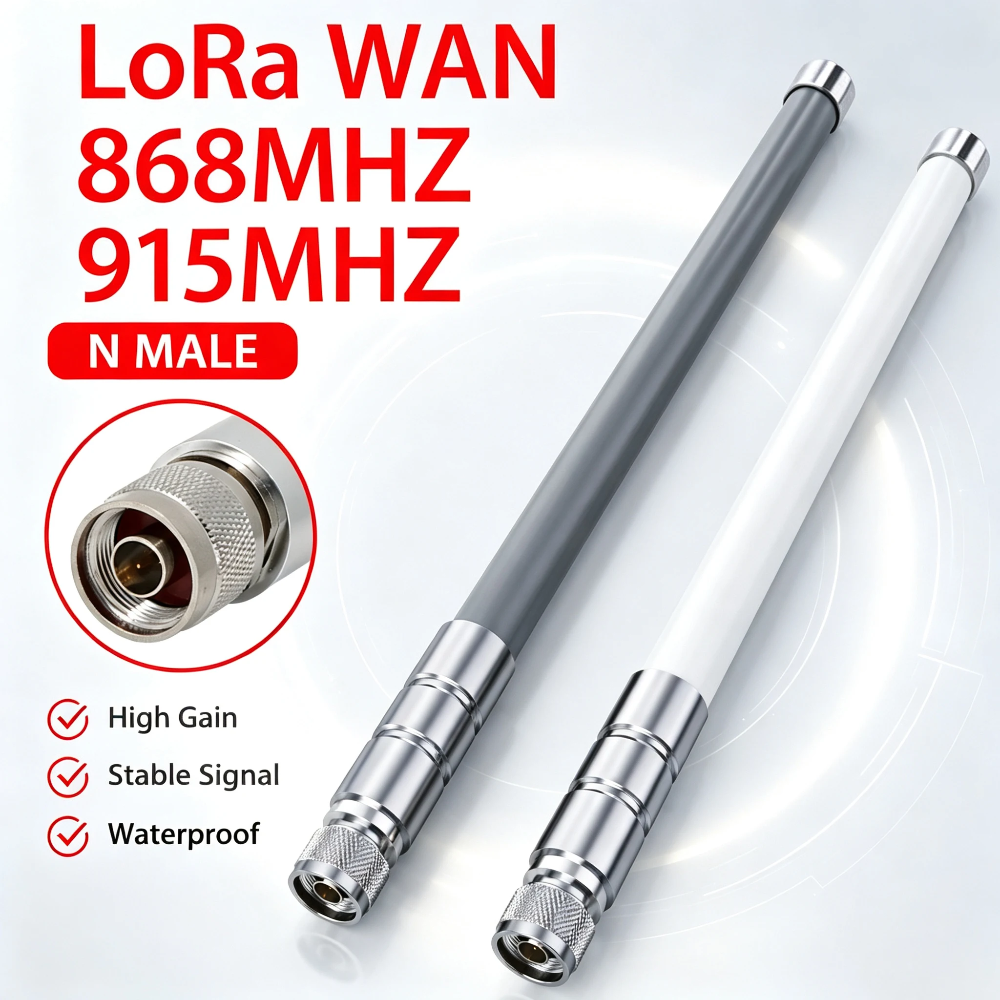 8dBi Helium Miner Hotspot Antenna 868MHz 915MHz 55CM N-Type Outdoor Omni Fiberglass LoRa Antenna for Meshtastic Long Range