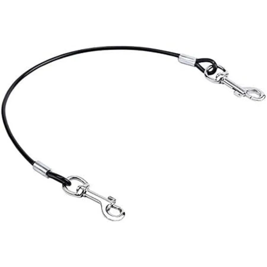 كلب مقعد السيارة حزام ضبط النفس المغلفة الفولاذ المقاوم للصدأ مضغ برهان الكلب مركبة سلامة حبل كابل مشبك مزدوج مضغ الحيوانات الأليفة سيارة Leas #2