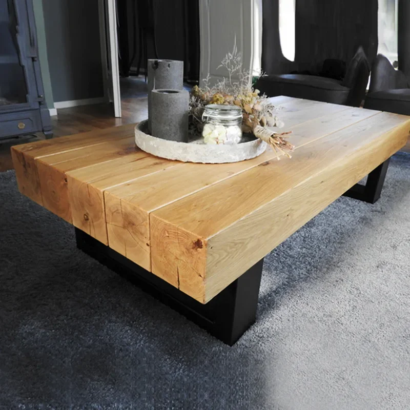 Nordic log coffee table retro industrial style homestay home coffee table living room creative old wood tatami tea table
