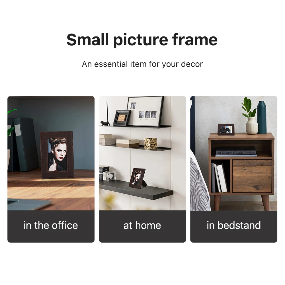 Vintage 5X7 Bingkai Foto Pemegang Kulit Asli Bingkai Foto Berdiri untuk Meja Tampilan Vertikal Retro Dekorasi Perlengkapan Rumah