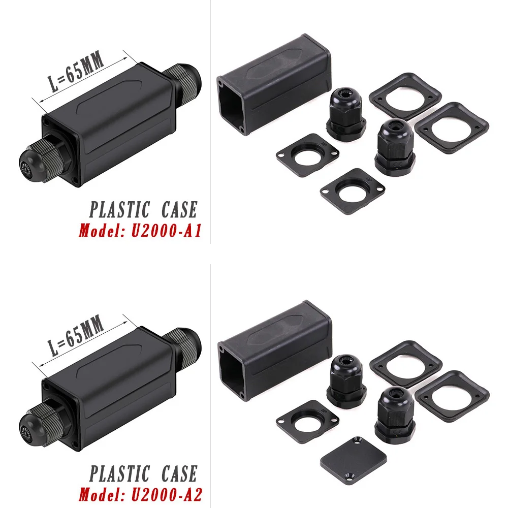 Waterproof Cable Gland Electronic Engineering Box Powercon Couplers Extender Connector Housing Case with 4-8mm PG9 Cable Entry