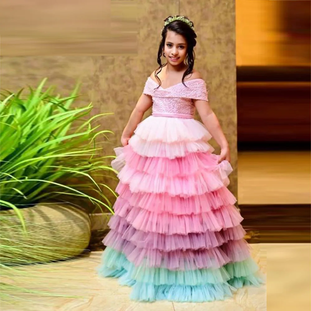 

Colorful Tiered Tulle Skirts Girls Birthday Party Skirt Saias Wedding Guest Ball Gown Skirt Custom Made Puffy Tutu Skirt