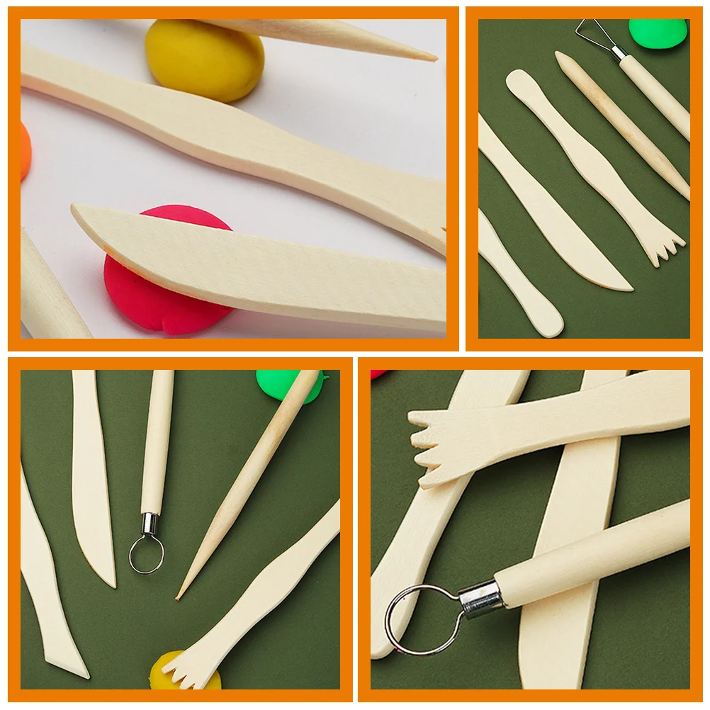 

1 set 1 Set Pottery Kit Clay Sculpting Carving Modeling Set Wood Handle Ergonomic Design Durable Ceramic Art Craft Supplies Clay