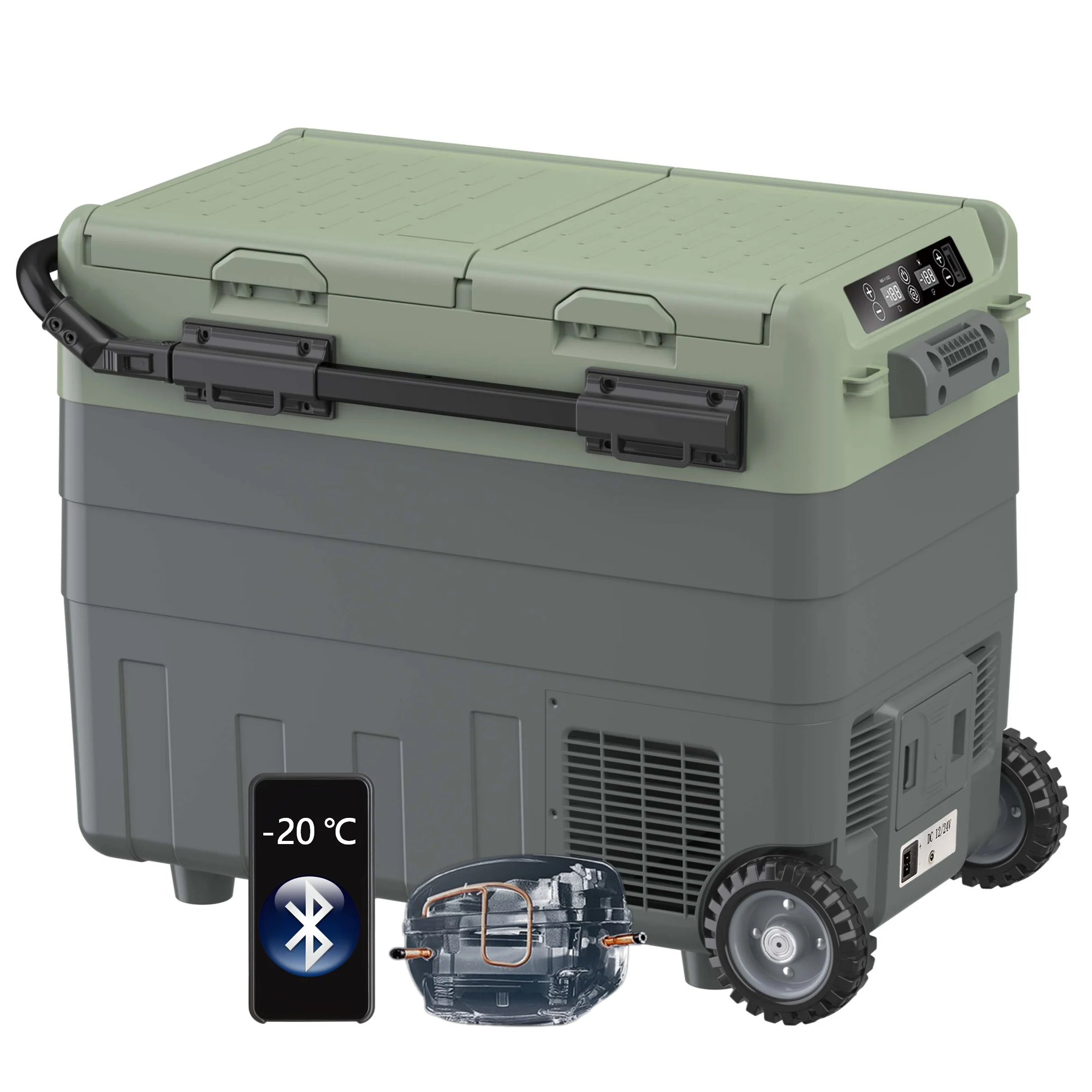 FSX50K 50L DC AC Compressor Solar Power Internal Light Handle Wheel Battery Small Cooling Car Refrigerator For Party Camping