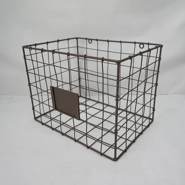 Customized rectangular rust-colored iron wire baskets, wire woven baskets, decorative baskets and storage baskets