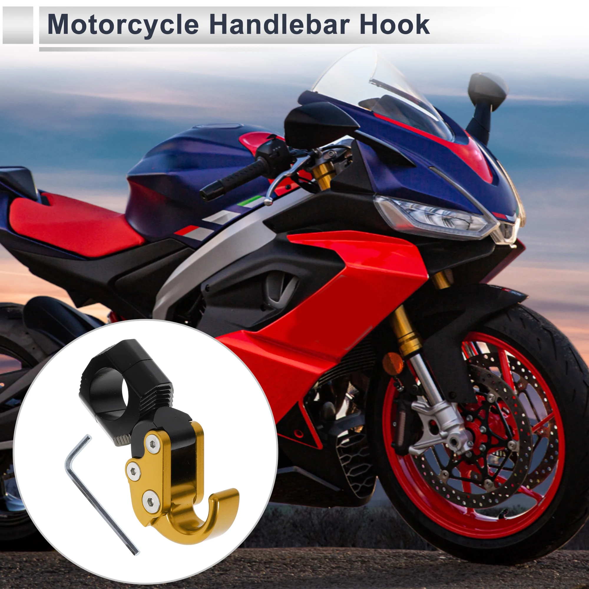 

Motoforti Arc из алюминиевого сплава, подвесной крючок для мотоцикла, шестигранный ключ, 1 комплект, золотой тон