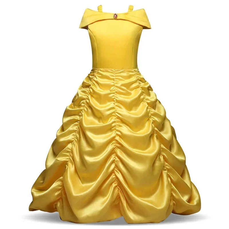 Kids Princess Dress Belle Costume Children Halloween Birthday Party Elegant Gown Flower Clothing Fancy Girls Disguise Outfits