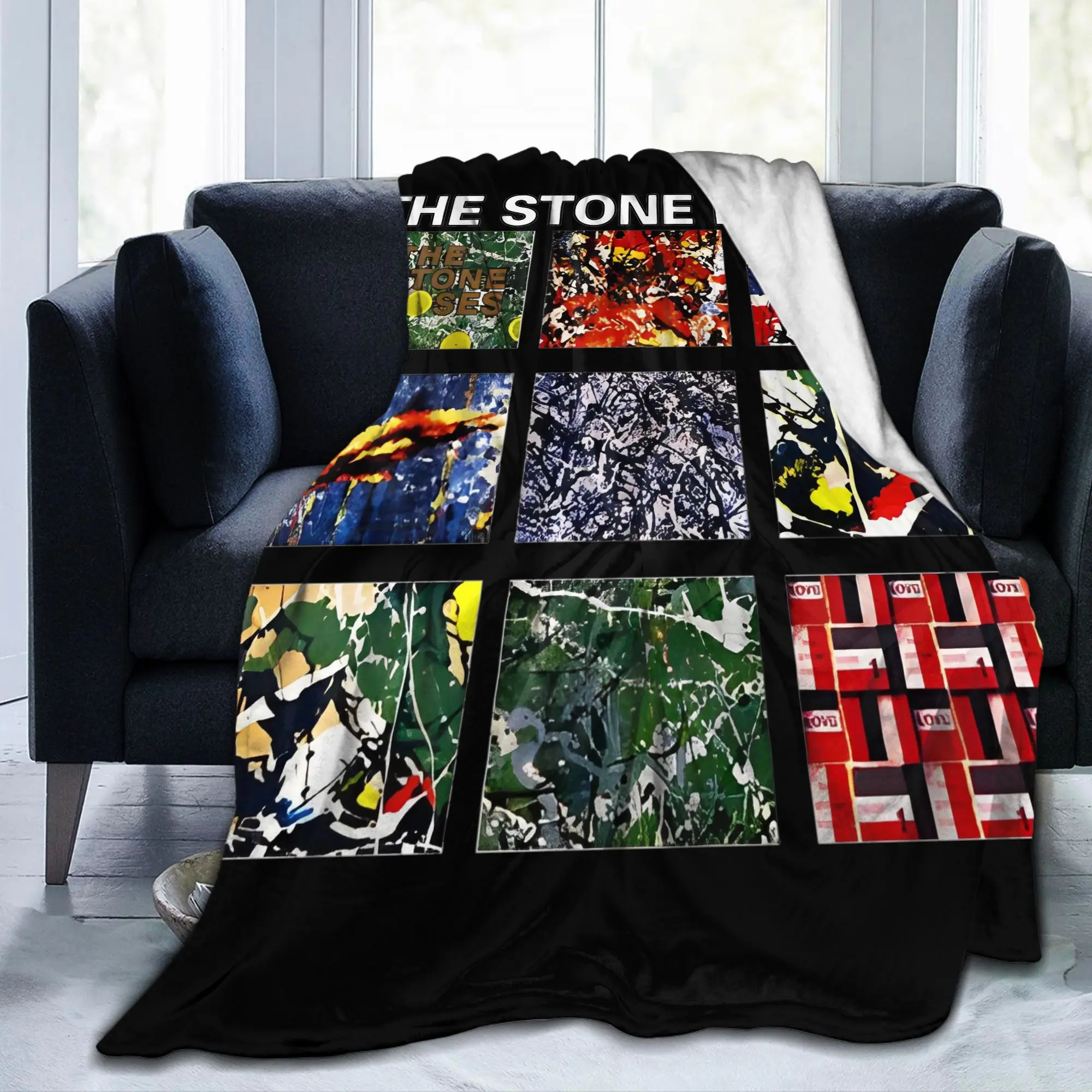The Stone Roses Logo Coral Fleece Plush Throw Blankets English Rock Band for Bedding Throws Knitted Blanket Travel Ultra-Soft