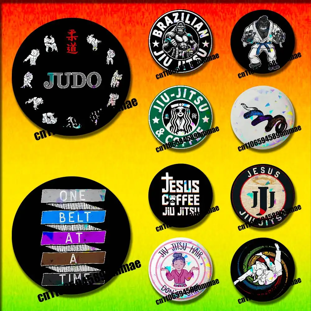 Brazilian Jiu Jitsu BJJ Japan Judo Coffee Snake Round Pins Insignia Badge Cover Ornament 75mm Cosplay Brooch Button