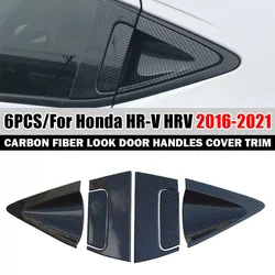 For Honda HR-V HRV Vezel 2014-2021 Carbon Fiber Chrome ABS Car Door Bowl Handles Cover Trim Protector Sticker Accessories Auto