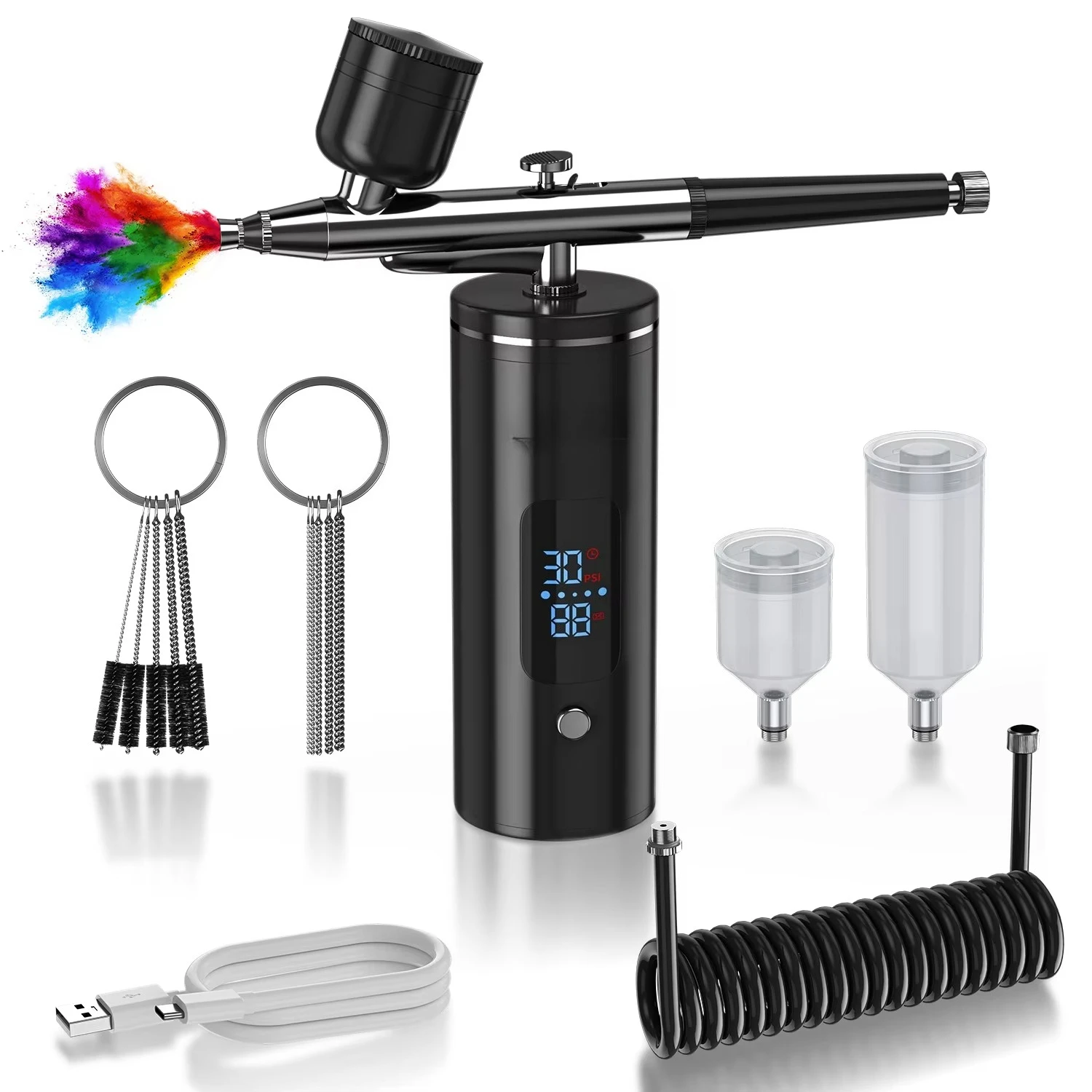 Rechargeable Cordless Airbrush Kit with Compressor  Portable Spray Gun for Makeup, Baking, Nail Art, Tattoo, and Model Painting