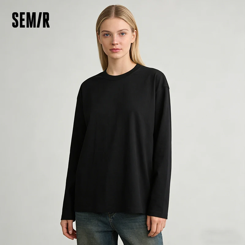 Semir Vielseitiges T-Shirt Unisex 2026 Frühling Herbst Baumwolle Weiß Basic Innenschicht Lässiger Paar-Stil Tägliches Tragen Oberteil