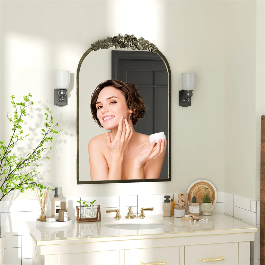 Baroque Brass Arched Mirror 6