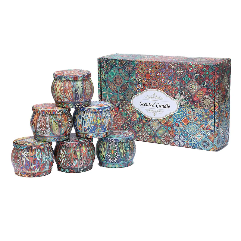 6 Piece Set  Aromatherapy Candle Jar Can Creative Fragrance Candle Tin Candle Jars DIY  Making Accessories for Party