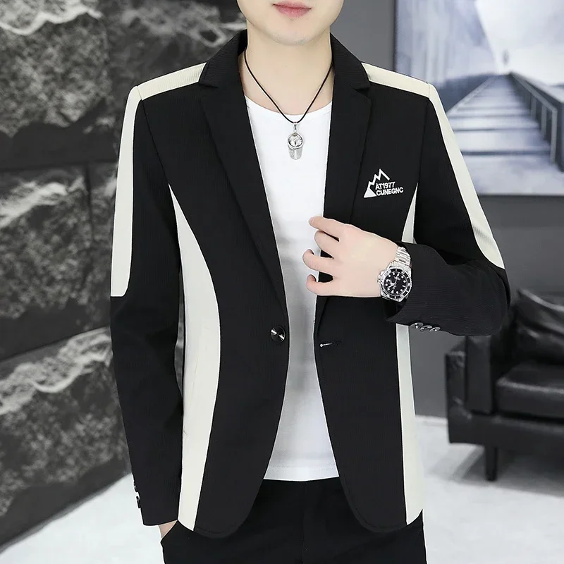 

New Men's Blazer Slim-fit Korean Version Casual Wedding British Style All Match Luxe Handsome Business Fashion Gentleman Suit