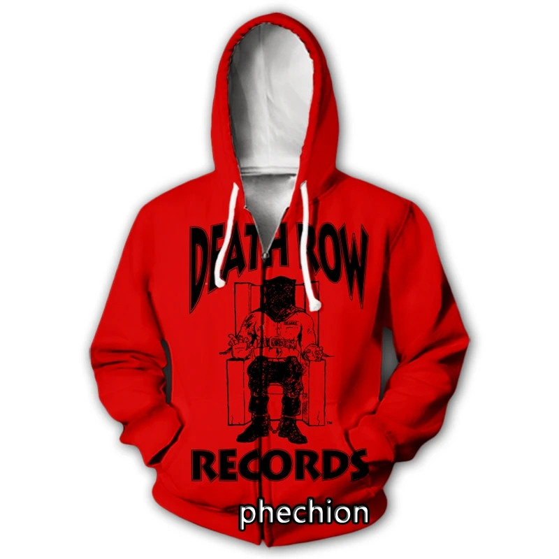 phechion Men/Women 3D Print DEATH ROW Band Casual Zipper Hoodies Fashion Men Loose Sporting Zip Up Hoodies J35