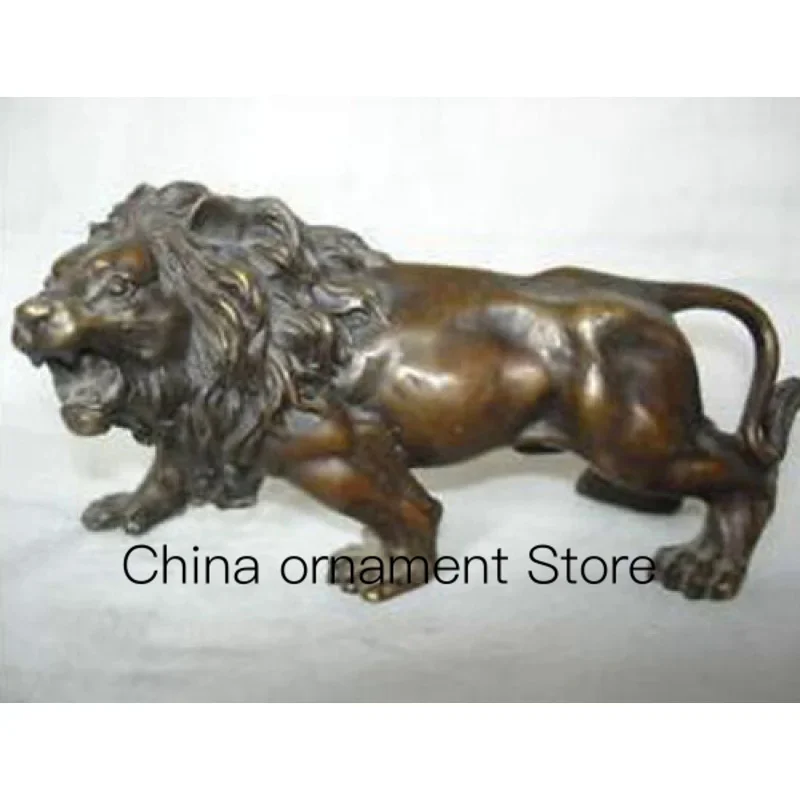 

Collectibles Antique Bronze Copper Lion Foo Fu Dog Lucky Decoration Statue