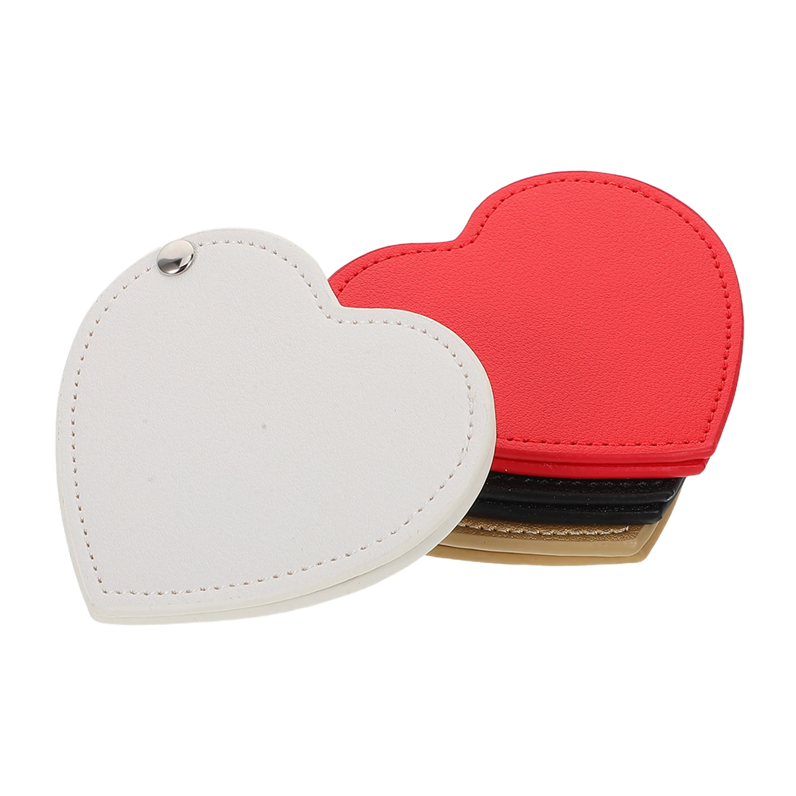 4pcs Mini Rotatable Heart Shaped Makeup Mirror Compact Stainless Steel Unbreakable Travel Mirror For Women Pocket Size Pu