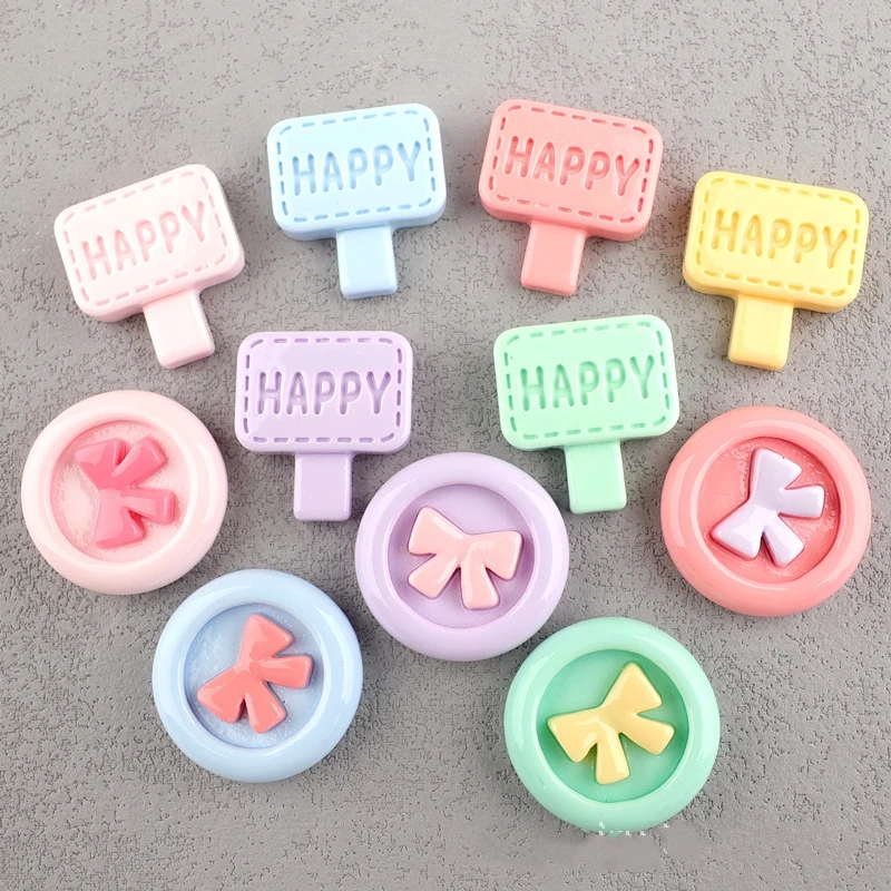 Kawaii Happy Fingerpost Resin Decoration Accessories for Girls Hairpin 20pcs Cute Colorful Bowtie Flatback Cabochons for Phone