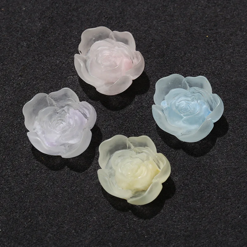 20pcs Luminous Flower Rose Flatback Resin Cabochons Scrapbook Craft 17mm Roses DIY Embellishments Decor Headwear Accessories