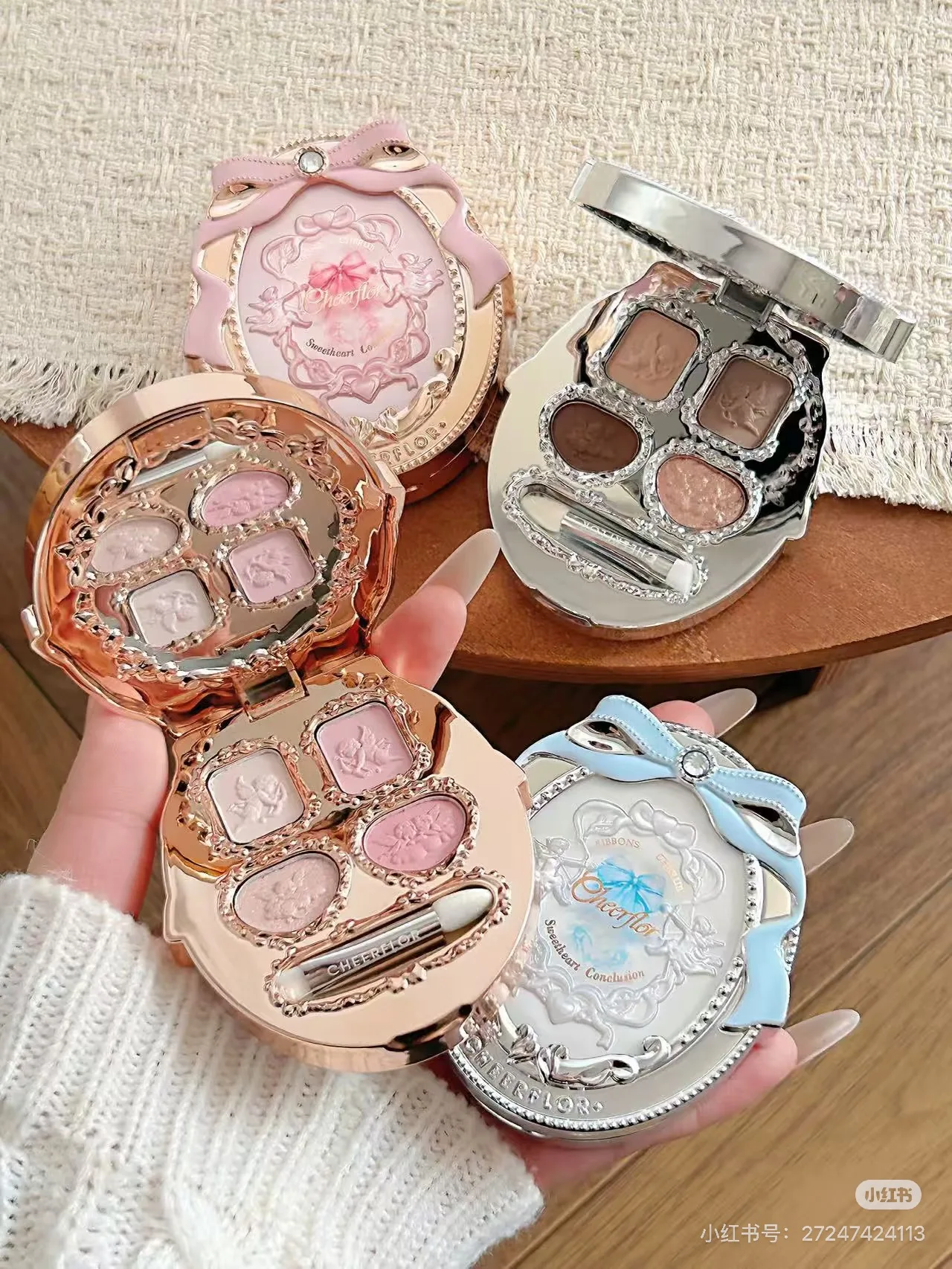 CHEERFLOR 4 Color Eye Shadow Palette Matte Shimmer Highlighter Lying Silkworm Brightening Contour All-in-One