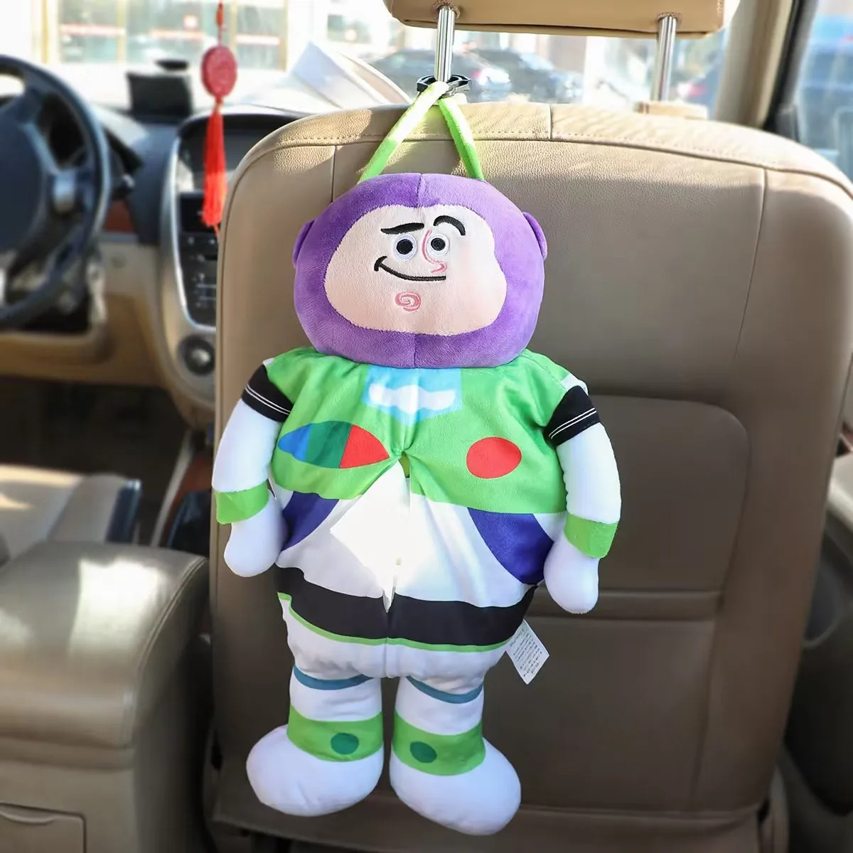 

Disney Buzz Cars Cartoon Plush Seat Rear Hanging Tissue Box Anime Three-Eyed Cute Tissue Cover Car Decoration Ornaments
