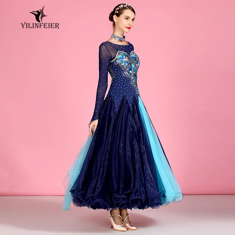 2024 Women New Ballroom Dance Competition Dress Dance Ballroom Waltz Dresses Standard Dance Ballroom Costumes S7040