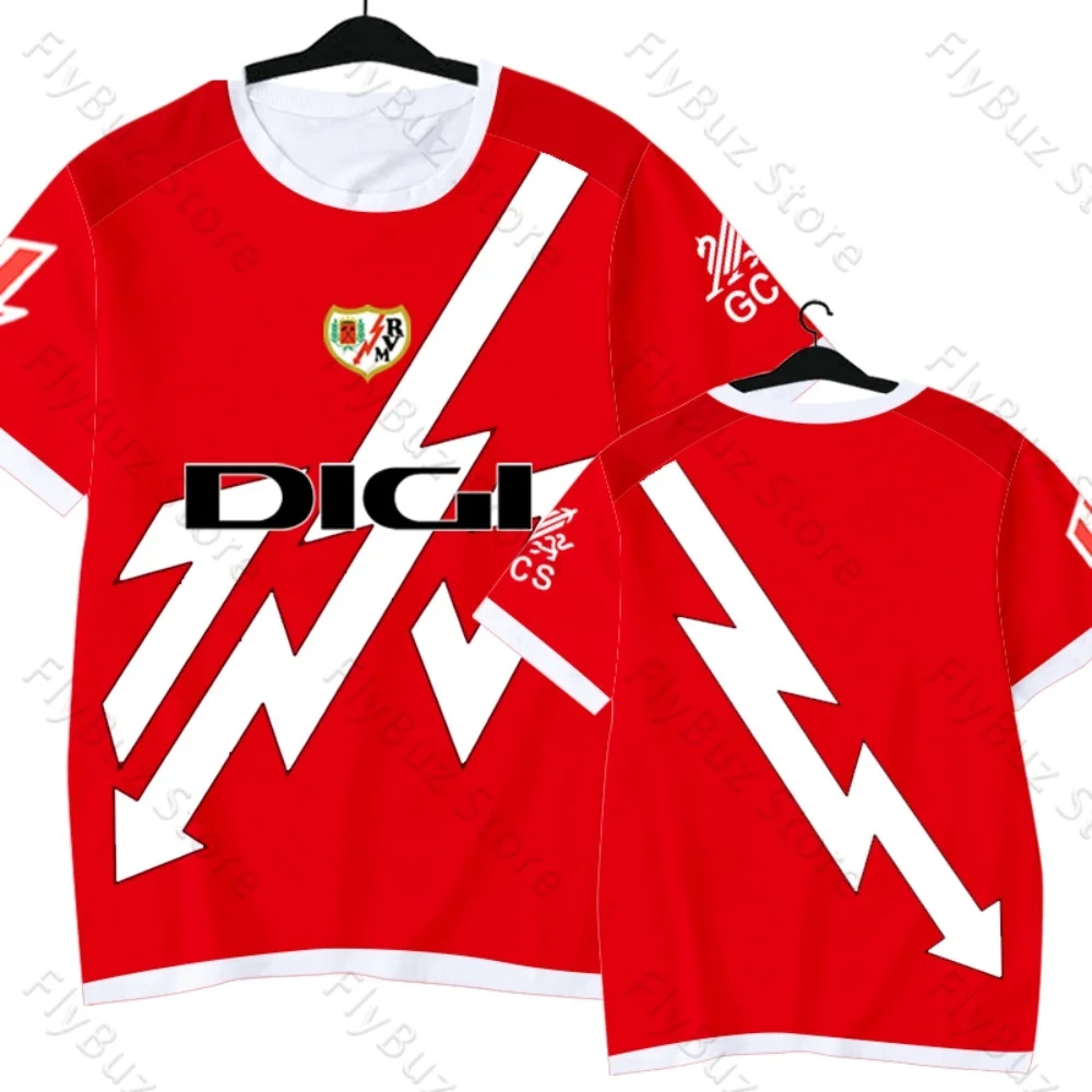 Nueva camiseta de fútbol para fanáticos de Vallecano, camiseta de entrenamiento transpirable de secado rápido a la moda urbana, camiseta roja, talla para niños y adultos