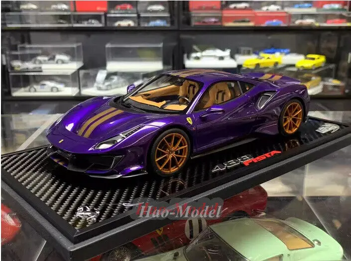 BBR 1/18 For Ferrari 488 Pista Resin Diecast Model Car Simulation Toys Gifts Hobby Display Collection Purple Special Edition