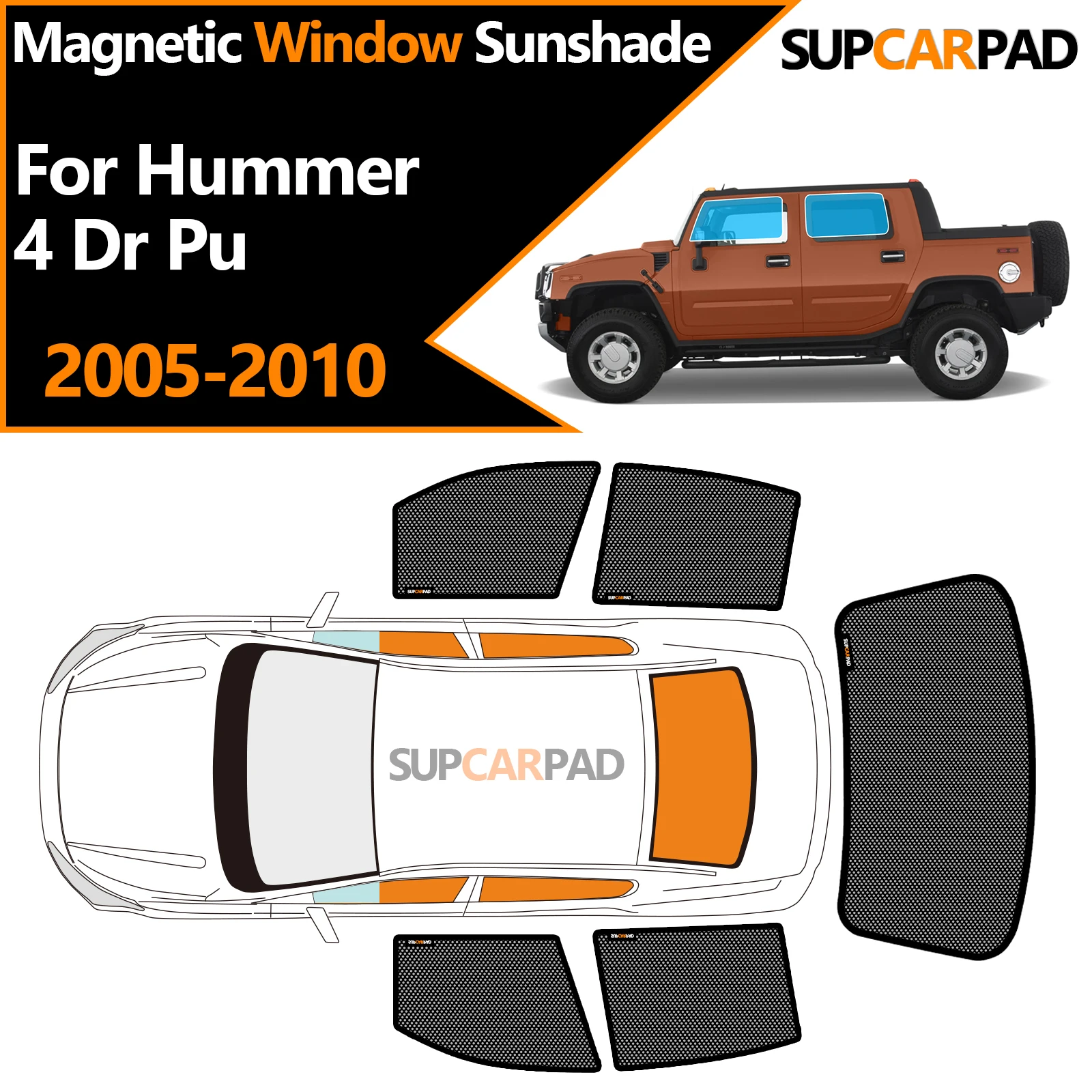 

Солнцезащитный козырек на окно автомобиля на заказ для Hummer 4 Dr Pu 2005-2010, магнитная занавеска, сетчатая передняя занавеска на лобовое стекло