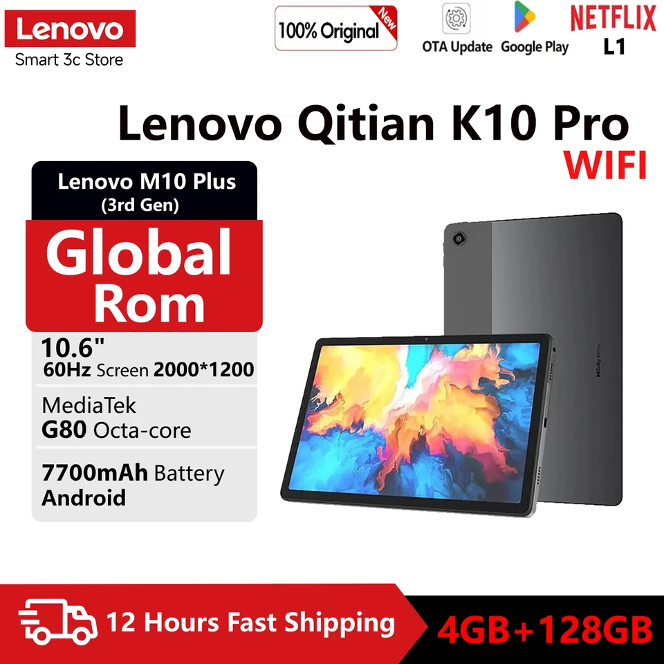 Lenovo Tab K10 Pro TB223FC Global Rom 10.6 inch 8 Core Mediatek