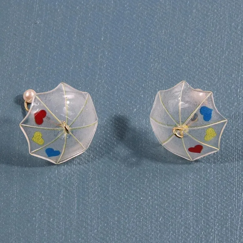 6Pcs 3D Cute Beach Umbrella Acrylic Charms Mini Parasol Pendants For DIY Earrings Keychains Korean Sweet Jewelry Making Supplies - view 6