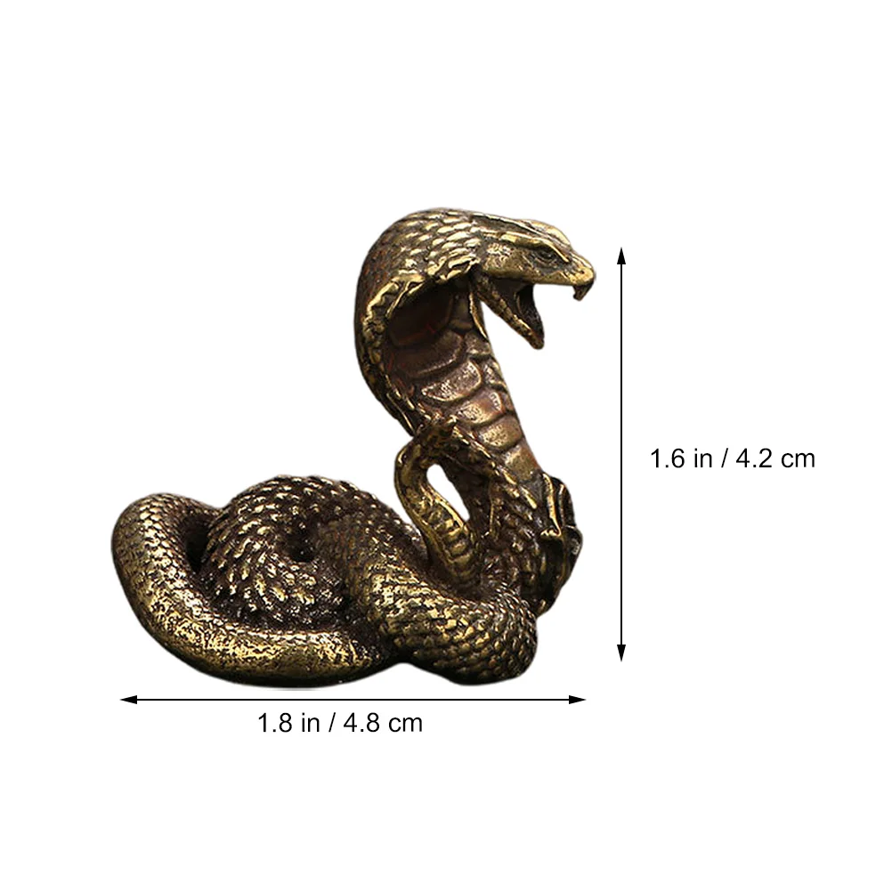 Bronze Tea Pet Dragon Figurine Gaboon Decor Toy Snake Ornament Red Necklace Home Decoration