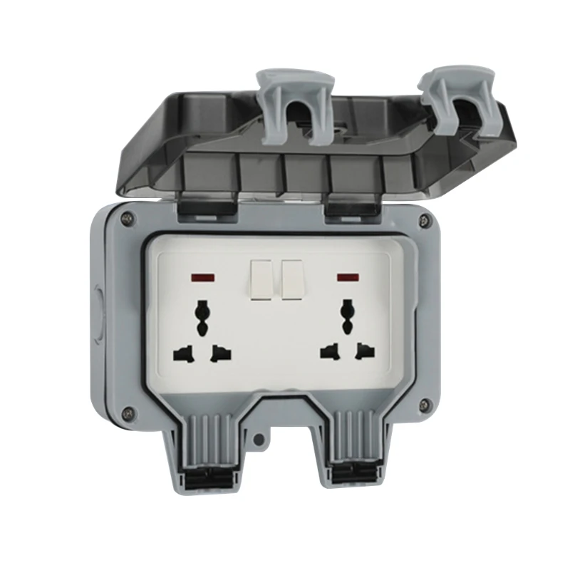 UK/EU Plug Electrical Wall Socket Outdoor Waterproof Replaceable Dust-proof Power Outlet for Garden Courtyard