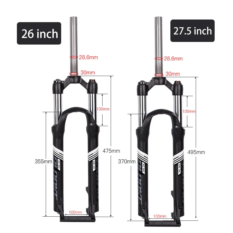 BLOOKE XC30 MTB Fork 26/27.5 inches Bike Hydraulic Shock Absorber Front  Shoulder Control Locking s Aluminum Alloy Parts